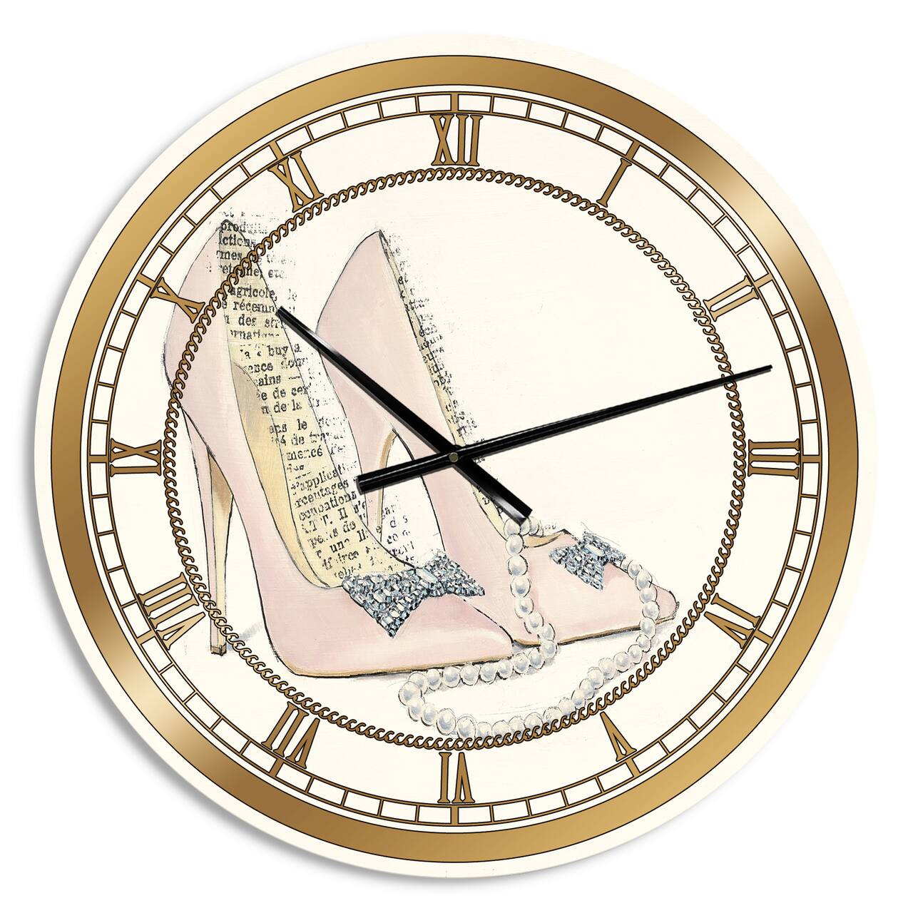 Designart 'Glamorous Black Diamond Stiletto Ii Glam Wall Clock